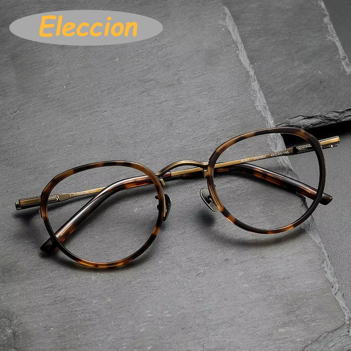 Eleccion Unisex Full Rim Round Titanium Acetate Eyeglasses 94243 Full Rim Eleccion