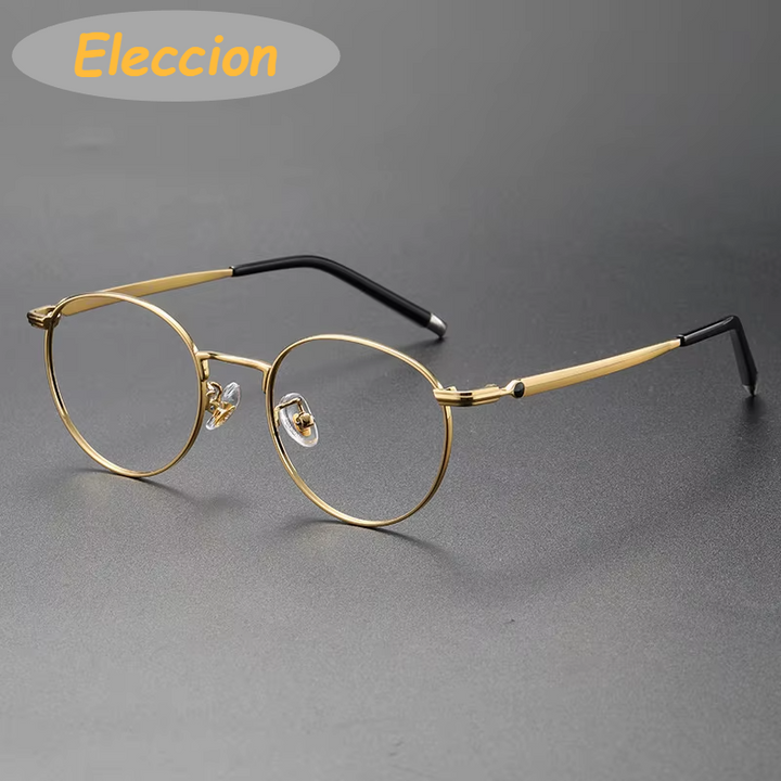 Eleccion Women's Full Rim Oval Round Titanium Eyeglasses 717209 Full Rim Brightzone Gold