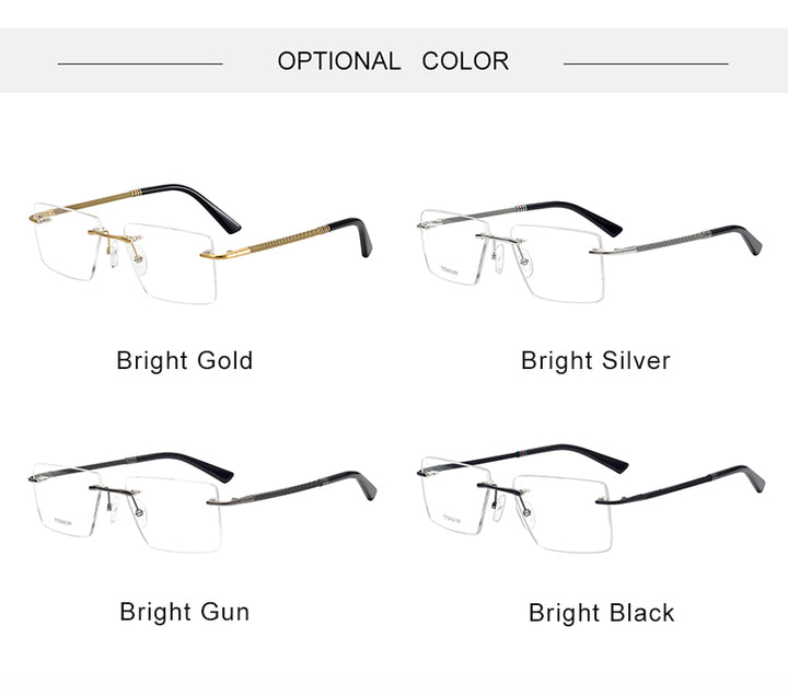 Krasivyy Unisex Rimless Square Titanium Eyeglasses 1657.