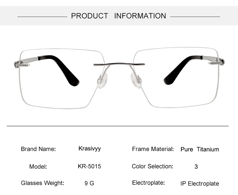 Krasivyy Unisex Rimless Square Screwless Titanium Eyeglasses 95015 — view 1 | Krasivyy at FuzWeb