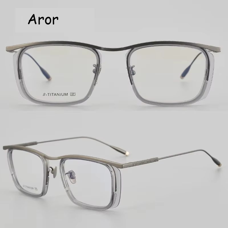 Aror Unisex Full Rim Big Square Acetate Titanium Eyeglasses 495053