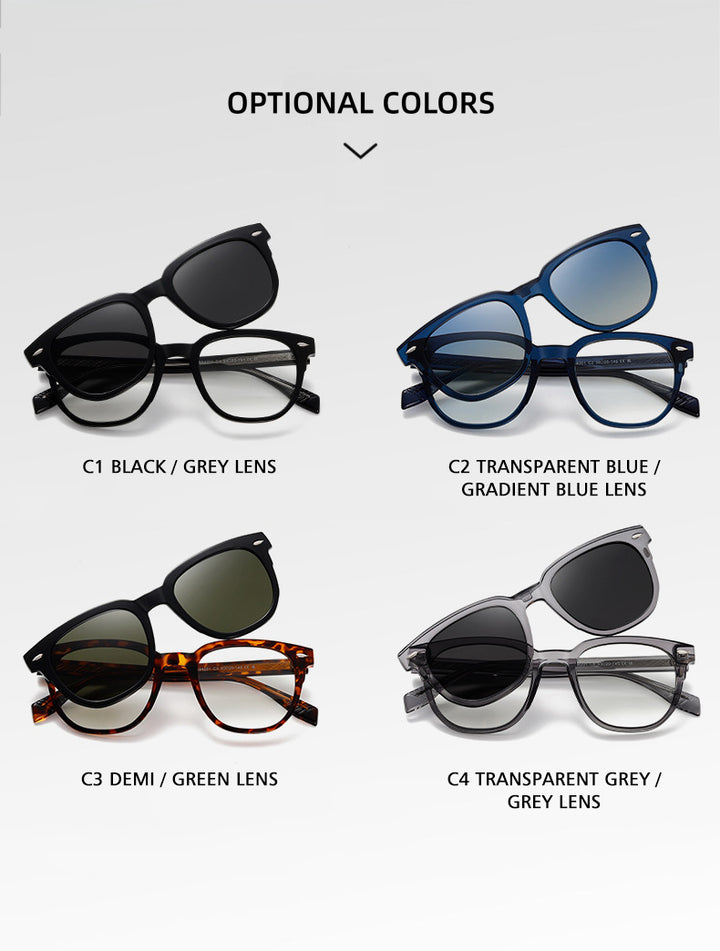 Kansept Unisex Full Rim Square Tr 90 Alloy Reading Glasses Clip On Sunglasses 34201 — view 2 | Kansept at FuzWeb