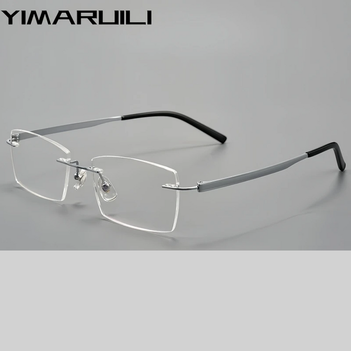 Yimaruili Men's Rimless Square Titanium Eyeglasses 15802