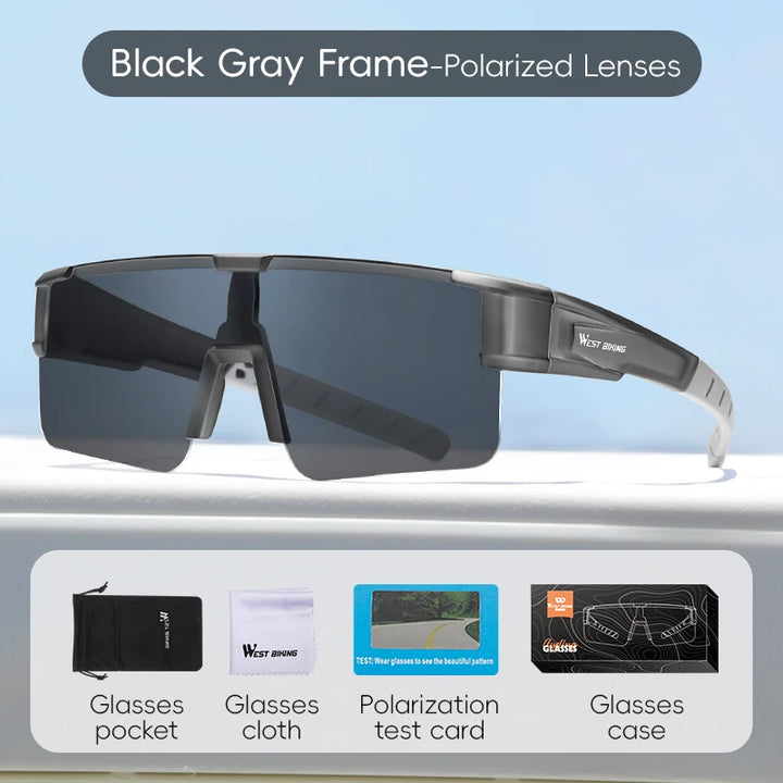 West Biking Unisex Semi Rim Square Over Frame Polycarbonate Sunglasses 770703 - FuzWeb