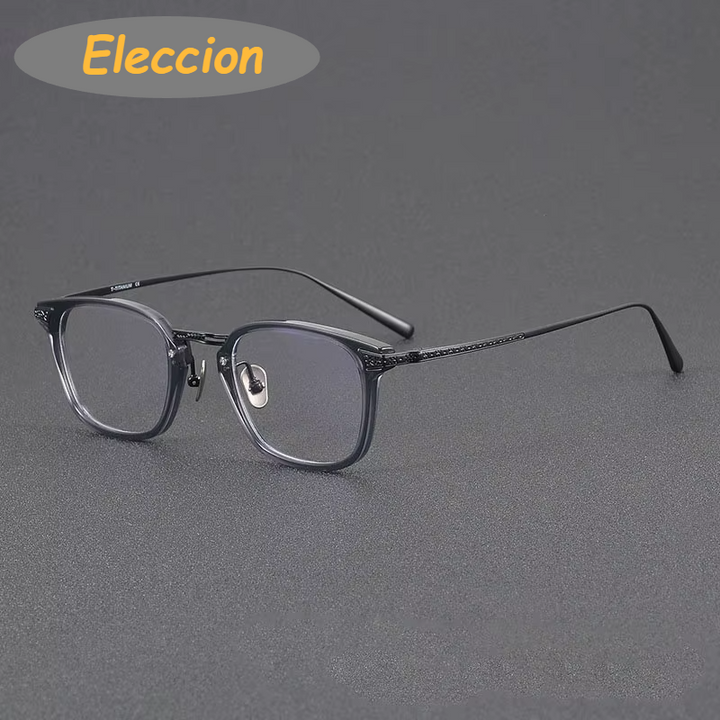 Eleccion Women's Full Rim Square Acetate Titanium Eyeglasses 94023 Full Rim Eleccion Gray