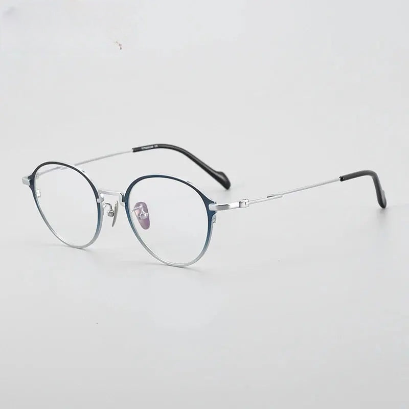 Chashma Ochki Unisex Full Rim Round Titanium Eyeglasses 360046.