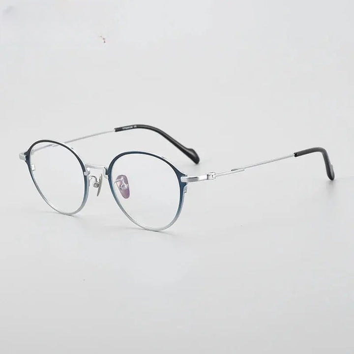 Chashma Ochki Unisex Full Rim Round Titanium Eyeglasses 360046.