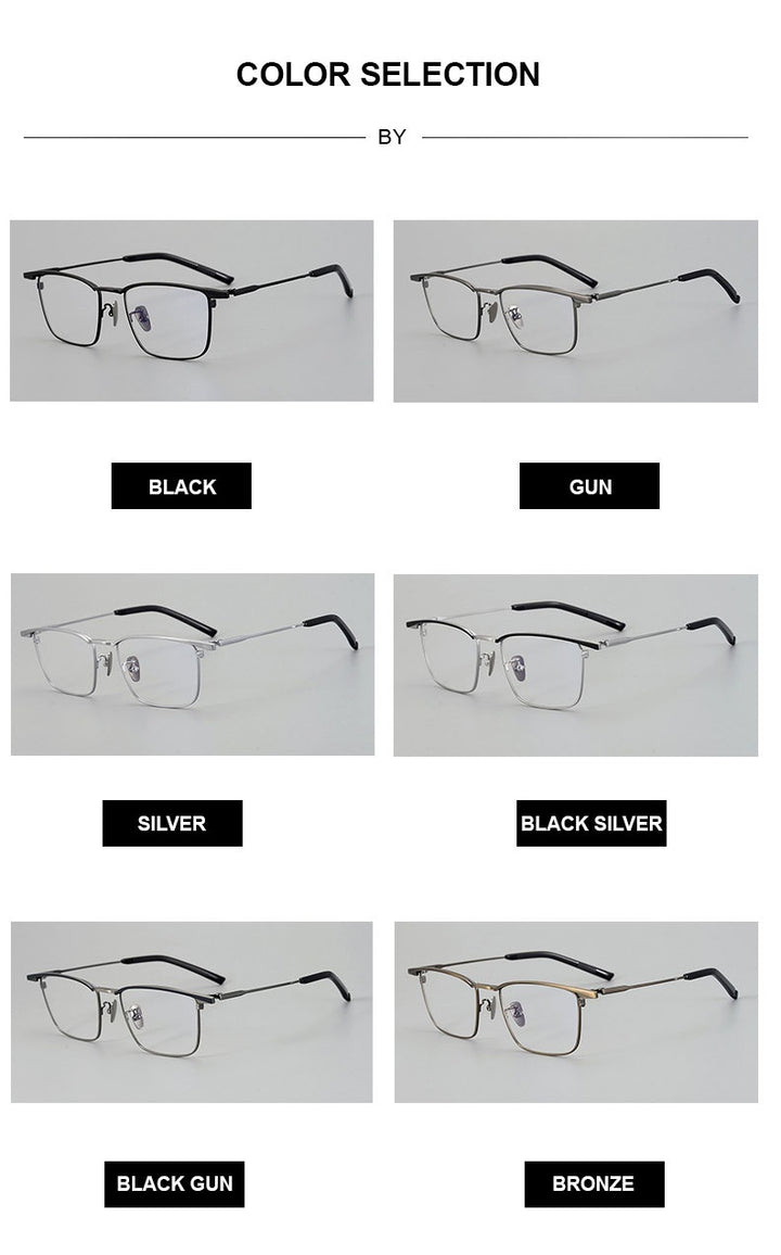 Chashma Unisex Full Rim Big Square Brow Line Titanium Eyeglasses 881156.
