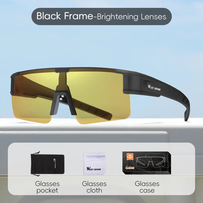 West Biking Unisex Semi Rim Square Polycarbonate Over Frame Polarized Sunglasses 9607931.