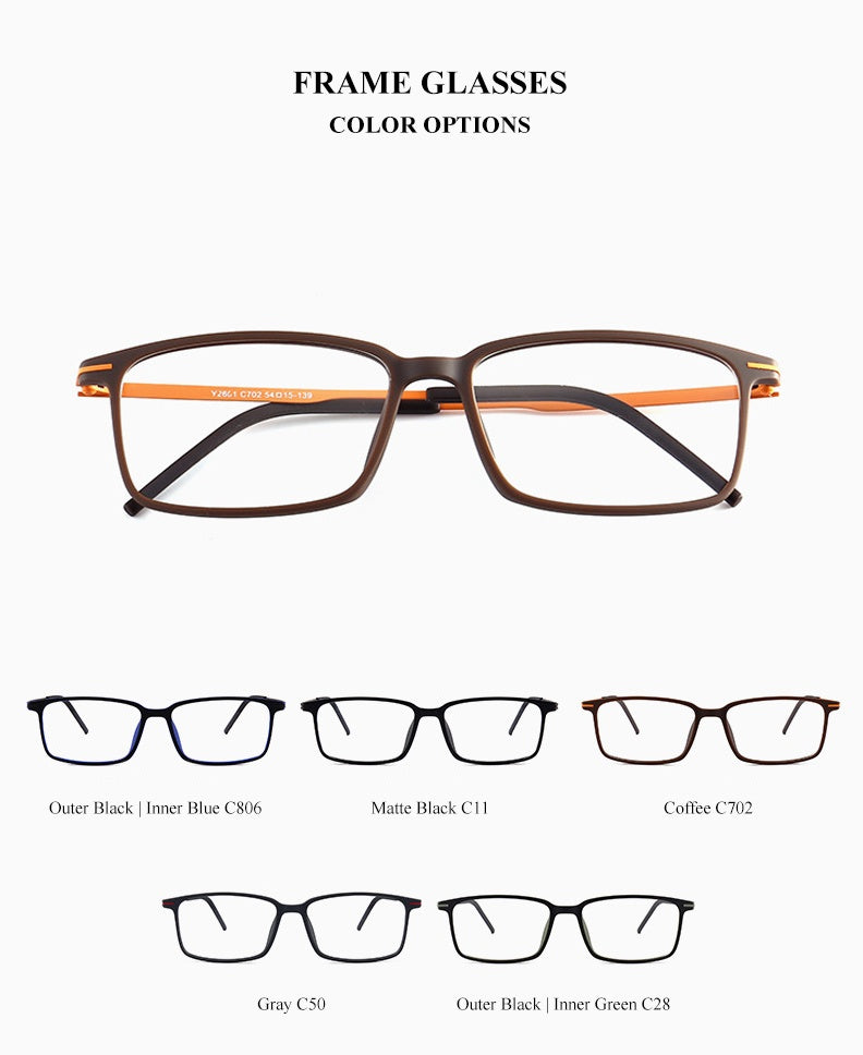 Chashma Ochki Unisex Full Rim Square Ultem Tr 90 Stainless Steel Eyeglasses 2601.