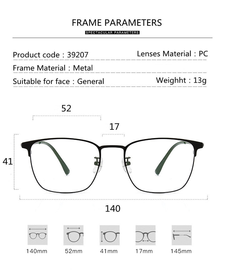 Kocolior Unisex Full Rim Square Acetate Alloy Hyperopic Reading Glasses 91872.