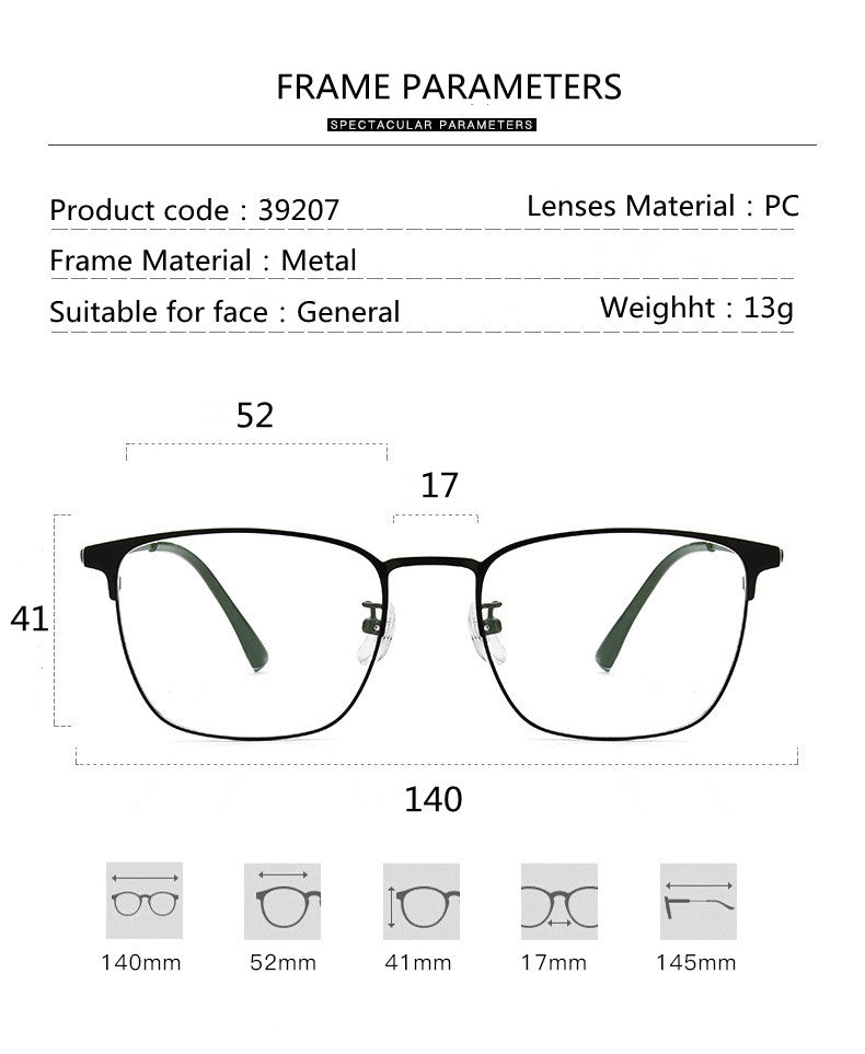 Kocolior Unisex Full Rim Square Acetate Alloy Hyperopic Reading Glasses 91872.