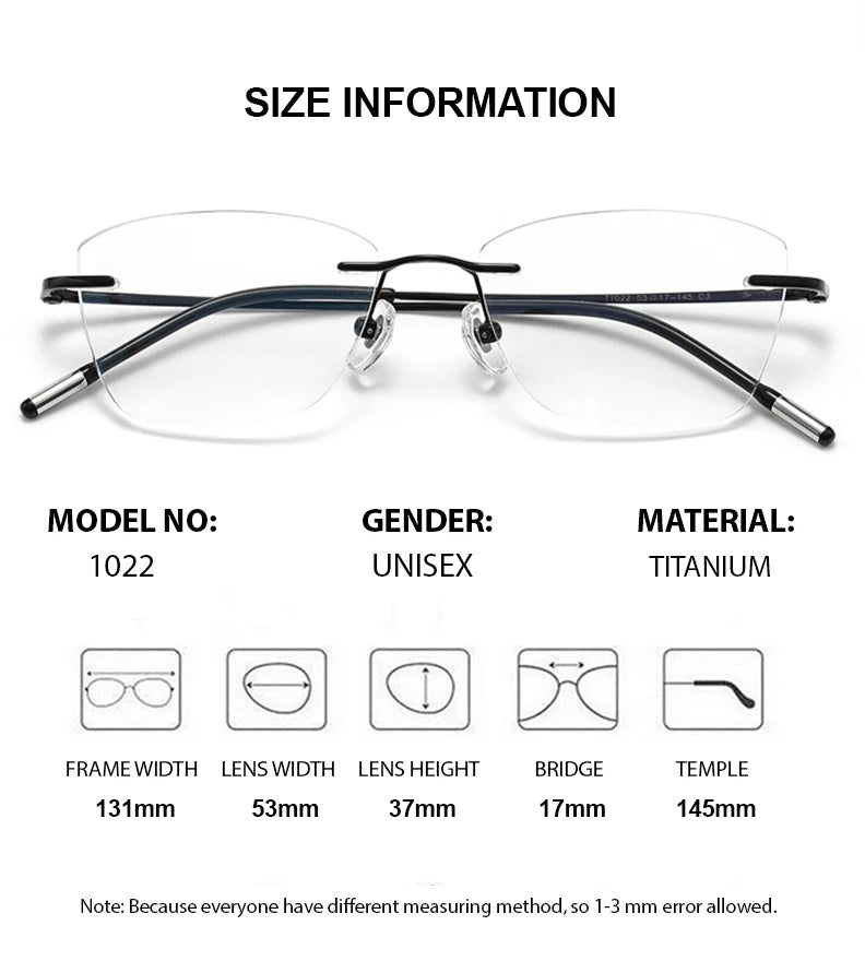 Chashma Womens Rimless Oval Cat Eye Titanium Reading Glasses 941022 — view 1 | Chashma at FuzWeb