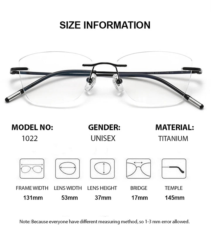 Chashma Womens Rimless Oval Cat Eye Titanium Reading Glasses 941022 — view 1 | Chashma at FuzWeb