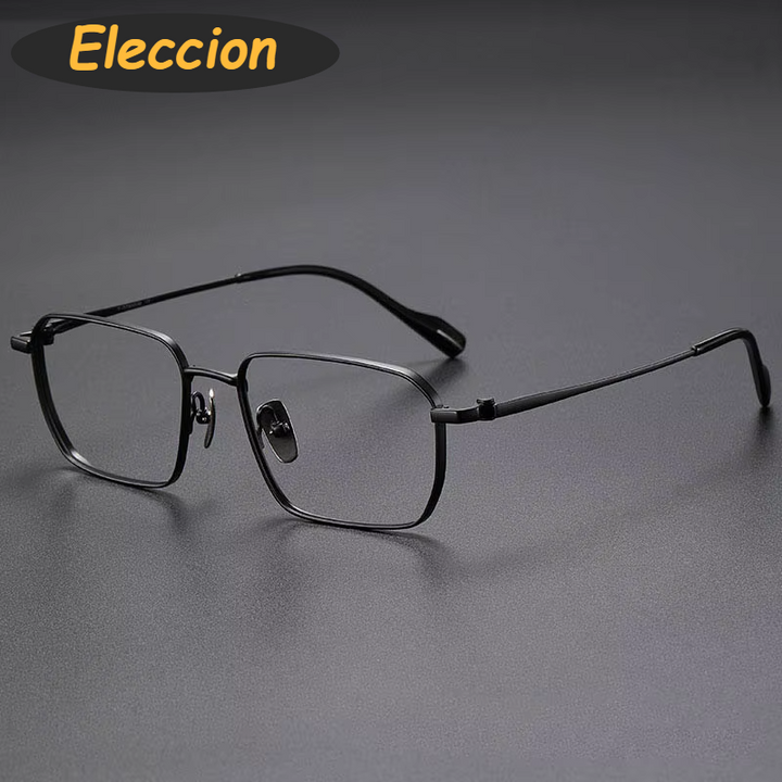 Eleccion Unisex Full Rim Polygon Square Titanium Eyeglasses 81013 Full Rim Eleccion Black