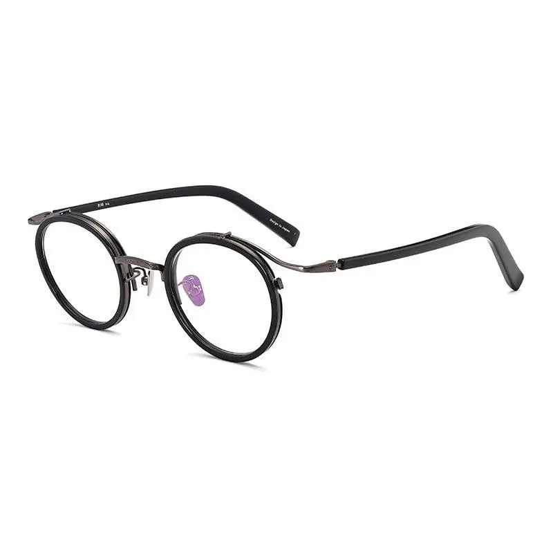 Gatenac Unisex Full Rim Round Acetate Alloy Frame Eyeglasses Gxj37.