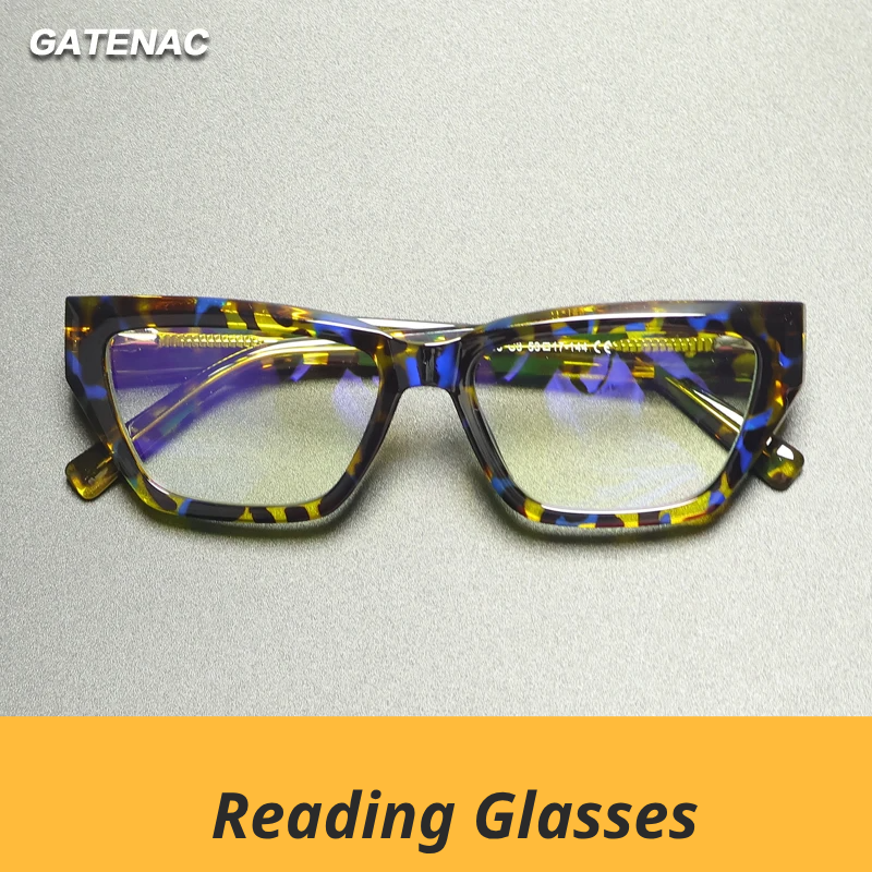 Gatenac Women's Full Rim Square Tr 90 Titanium Reading Glasses G2155