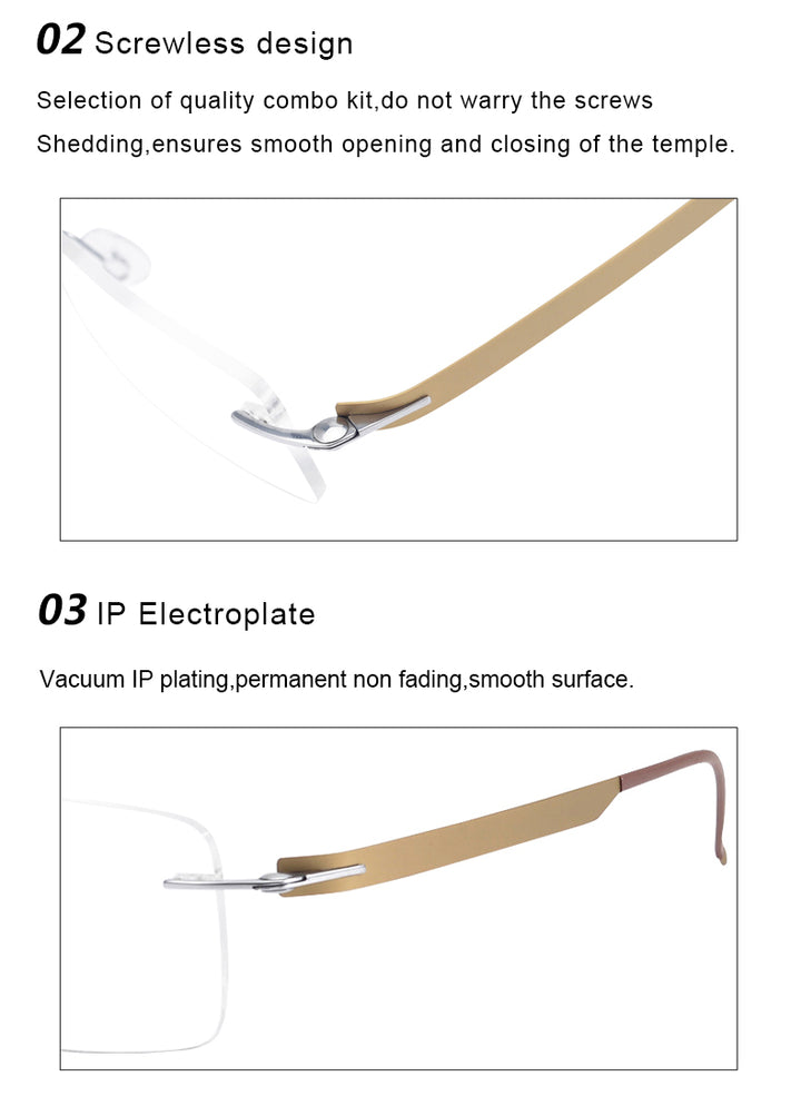 Krasivyy Unisex Rimless Square Screwless Titanium Eyeglasses 55017.