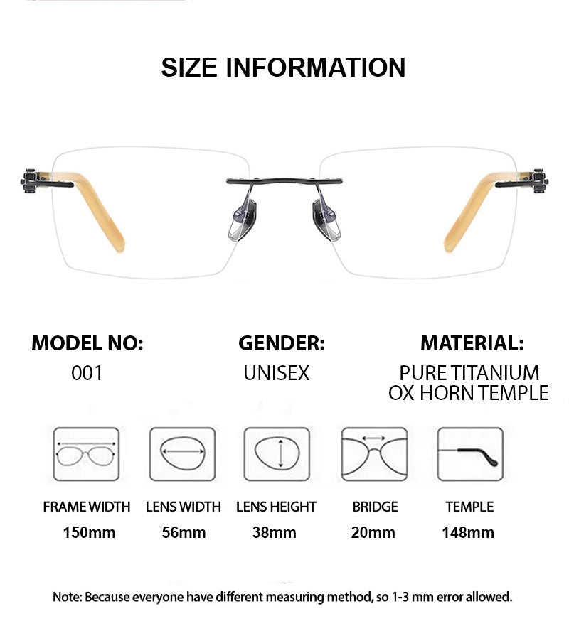 Chashma Ottica Mens Rimless Big Polygon Titanium Horn Eyeglasses 401001 — view 1 | Chashma Ottica at FuzWeb