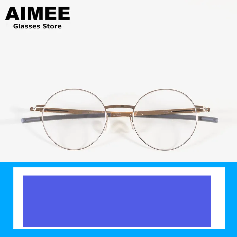 Aimee Unisex Full Rim Round Square Screwless Steel Eyeglasses 43135