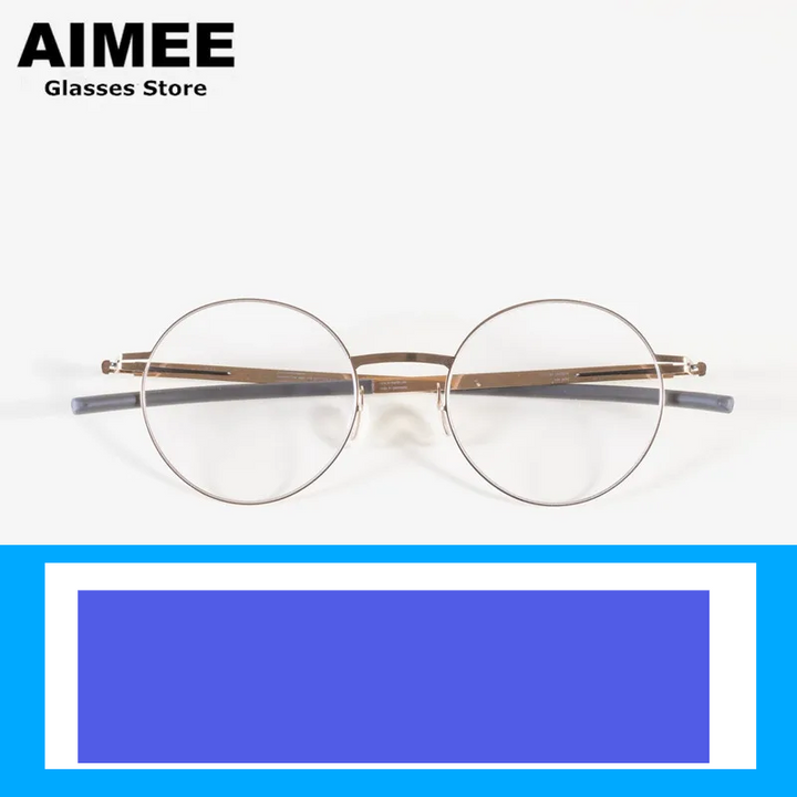 Aimee Unisex Full Rim Round Square Screwless Steel Eyeglasses 43135