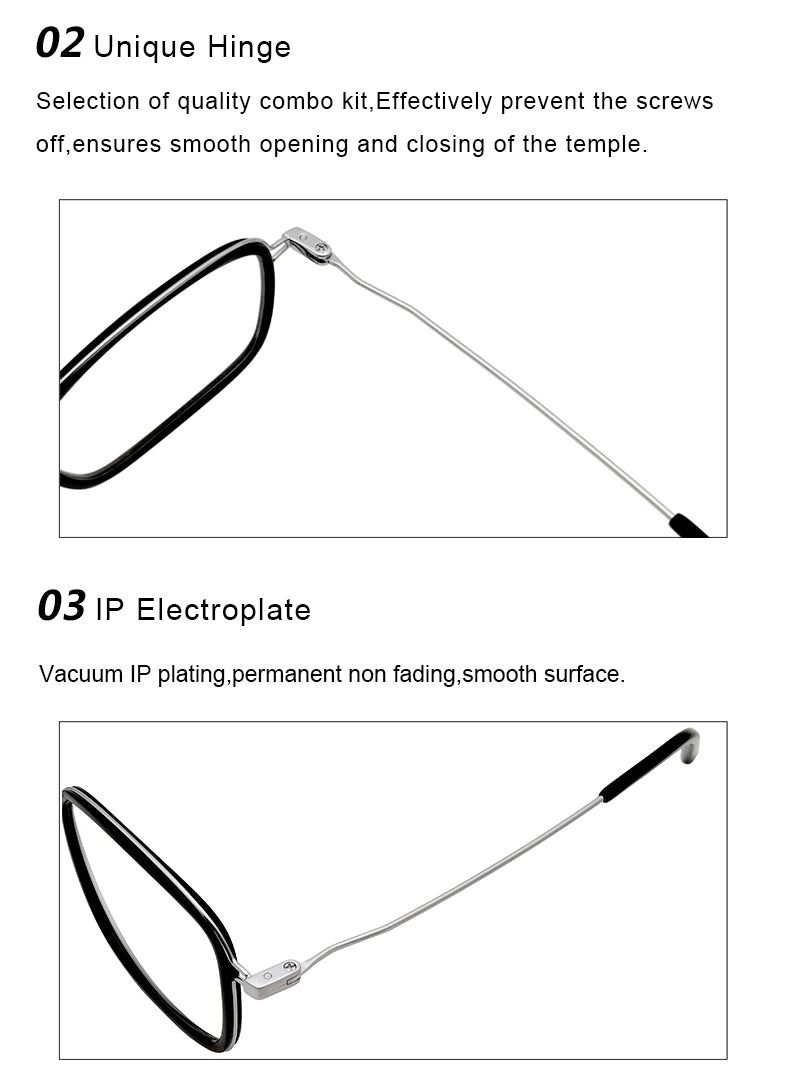 Krasivyy Unisex Full Rim Square Acetate Titanium Eyeglasses 16046.
