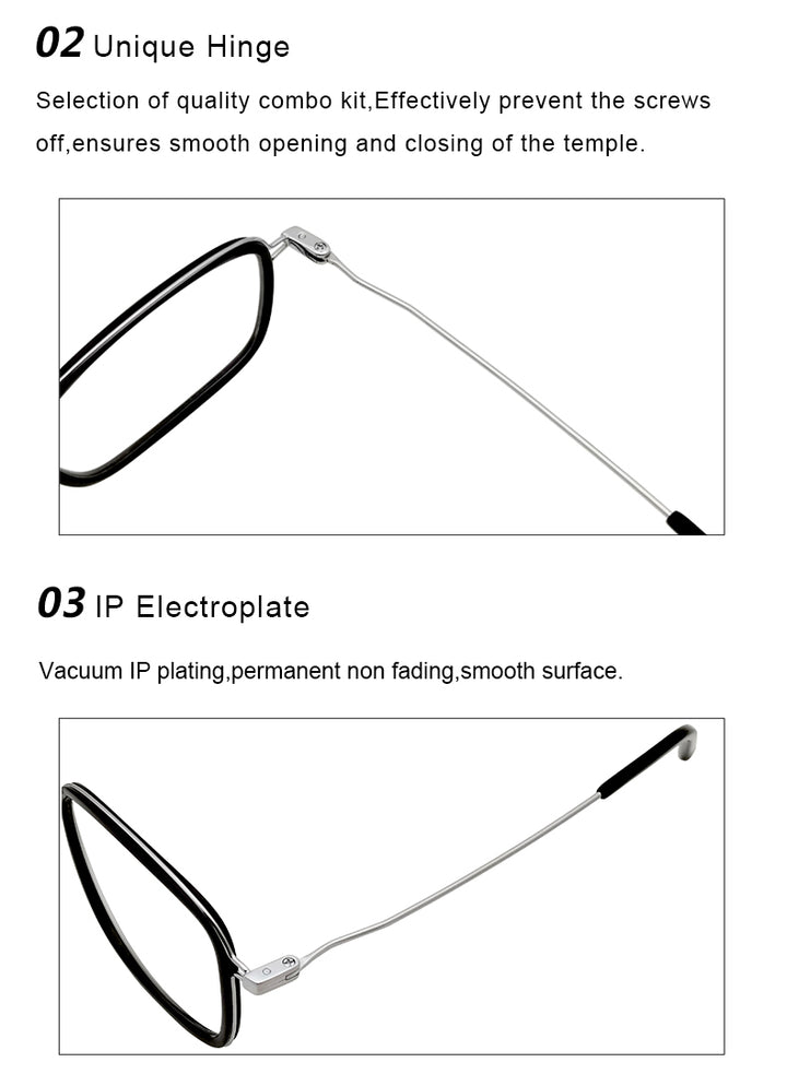 Krasivyy Unisex Full Rim Square Acetate Titanium Eyeglasses 16046.