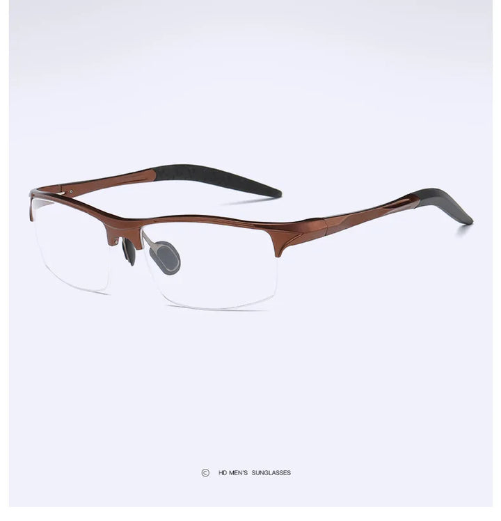 Hdcrafter Mens Semi Rim Square Rectangle Aluminun Alloy Frame Eyeglasses L8177 — view 20 | Hdcrafter Eyeglasses at FuzWeb