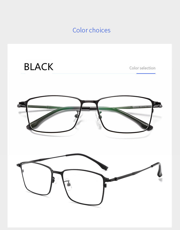 Kocolior Unisex Full Rim Square Titanium Alloy Hyperopic Reading Glasses 39206.