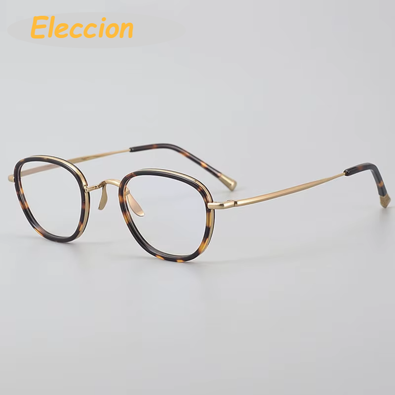 Eleccion Unisex Full Rim Polygon Oval Titanium Acetate Eyeglasses 94250