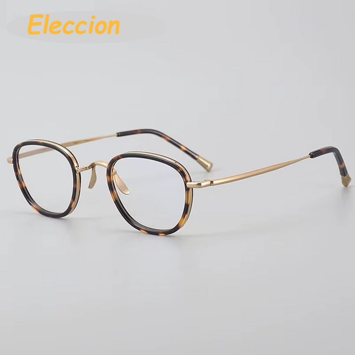 Eleccion Unisex Full Rim Polygon Oval Titanium Acetate Eyeglasses 94250