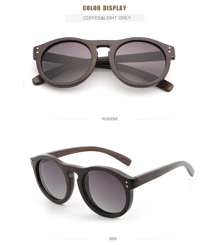 Hdcrafter Unisex Full Rim Round Bamboo Wood Frame Polarized Sunglasses Lw3016 — view 19 | Hdcrafter Sunglasses at FuzWeb