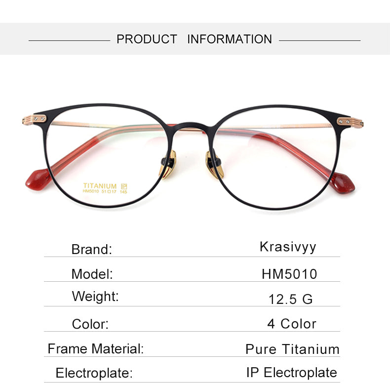 Krasivyy Unisex Full Rim Oval Round Titanium Eyeglasses 315010 — view 1 | Krasivyy at FuzWeb