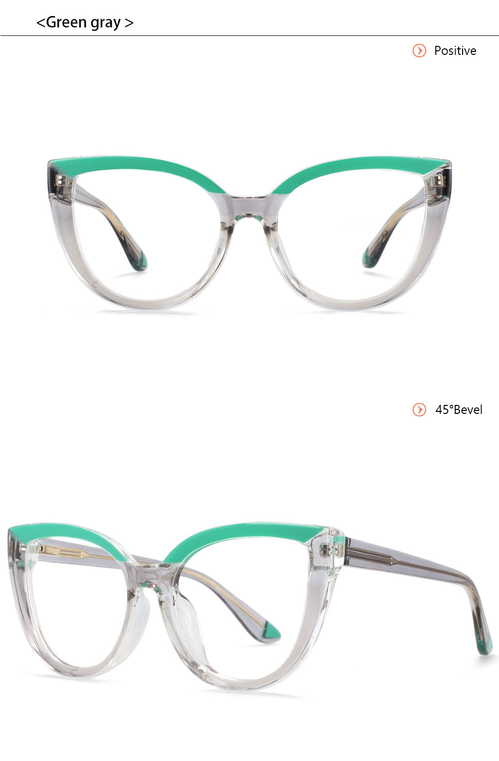 CCspace Womens Full Rim Cat Eye Tr 90 Titanium Reading Glasses R54637 — view 8 | CCspace at FuzWeb