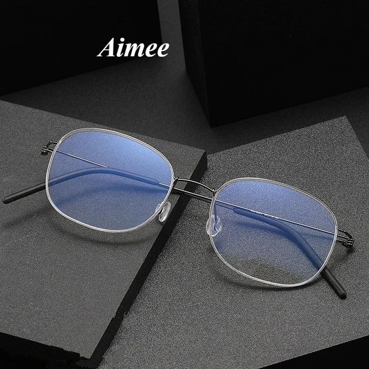 Aimee Women's Full Rim Oval Square Screwless Titanium Eyeglasses 19133