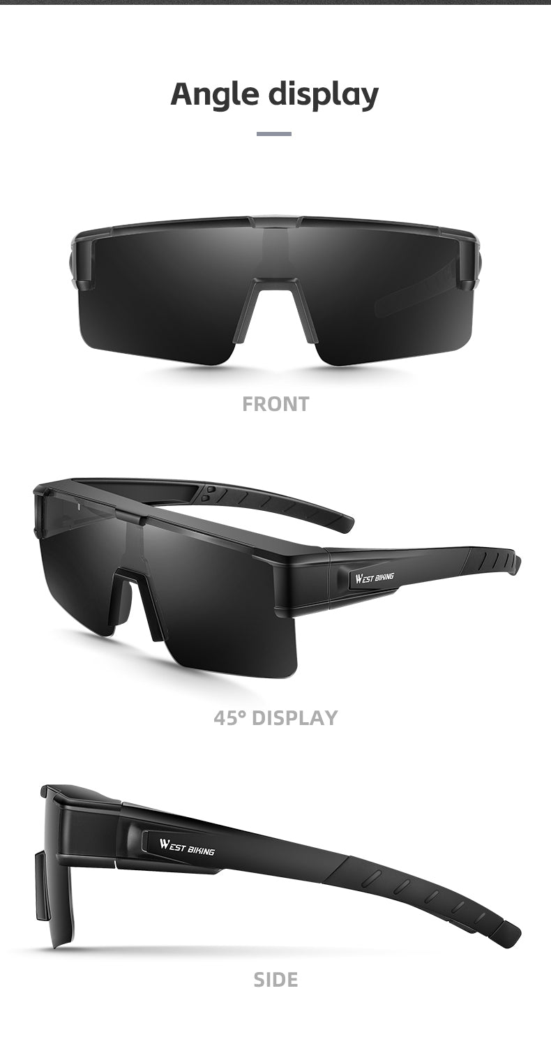 West Biking Unisex Semi Rim Square Polycarbonate Over Frame Polarized Sunglasses 9607931.