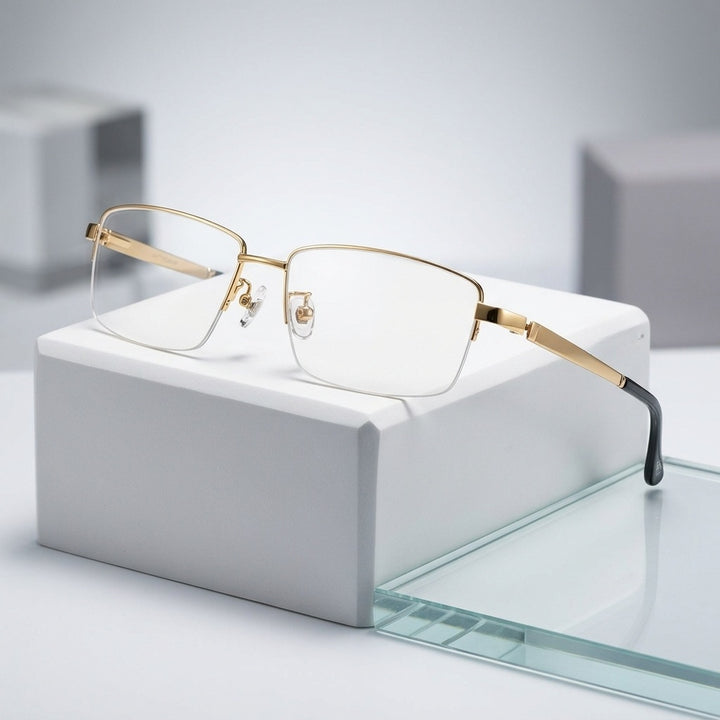 Chashma Ottica Semi Rim Oversized Square Titanium Eyeglasses