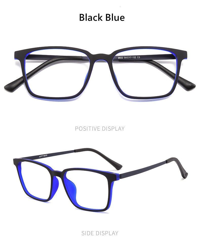 Kocolior Unisex Full Rim Square Tr 90 Titanium Hyperopic Reading Glasses 8922.