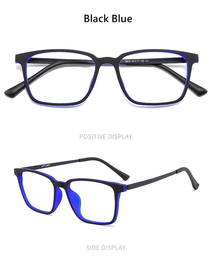 Kocolior Unisex Full Rim Square Tr 90 Titanium Hyperopic Reading Glasses 8922.