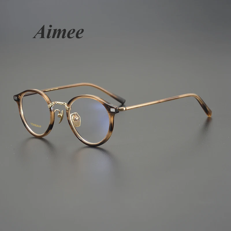 Aimee Unisex Full Rim Round Titanium Acetate Eyeglasses 777040