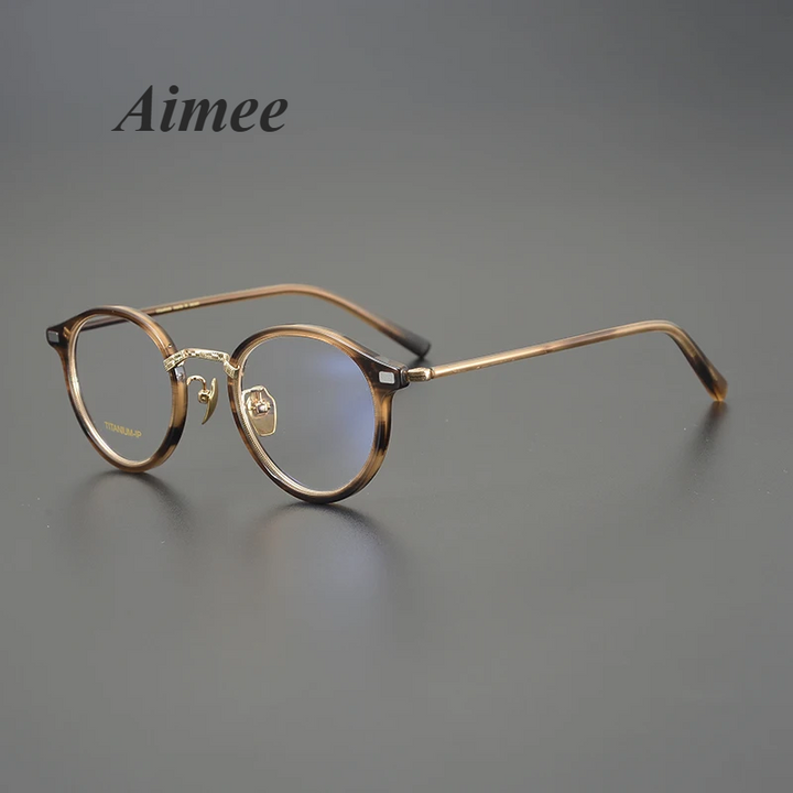 Aimee Unisex Full Rim Round Titanium Acetate Eyeglasses 777040