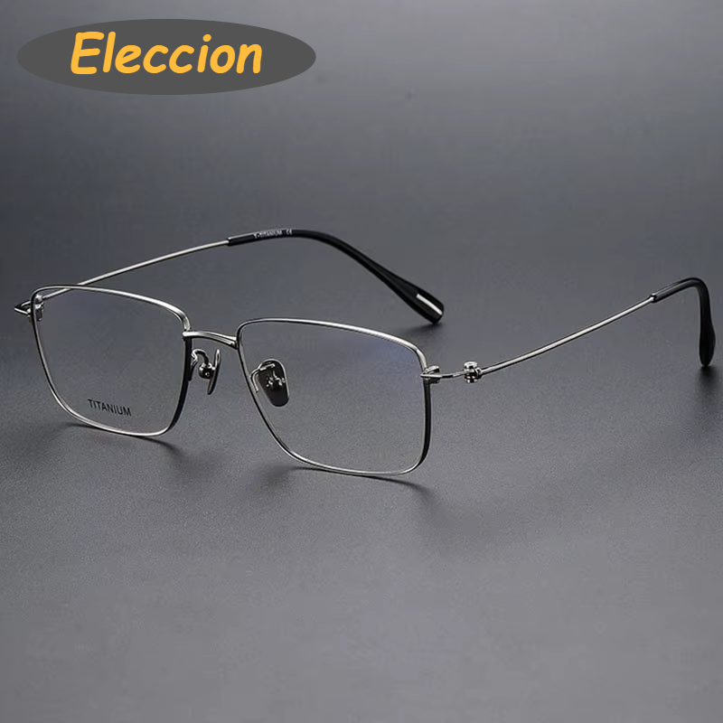 Eleccion Unisex Full Rim Square Titanium Eyeglasses 80916 Full Rim Eleccion Gray