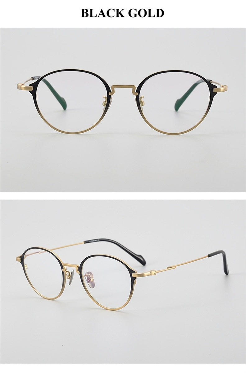 Chashma Ochki Unisex Full Rim Round Titanium Eyeglasses 360046.