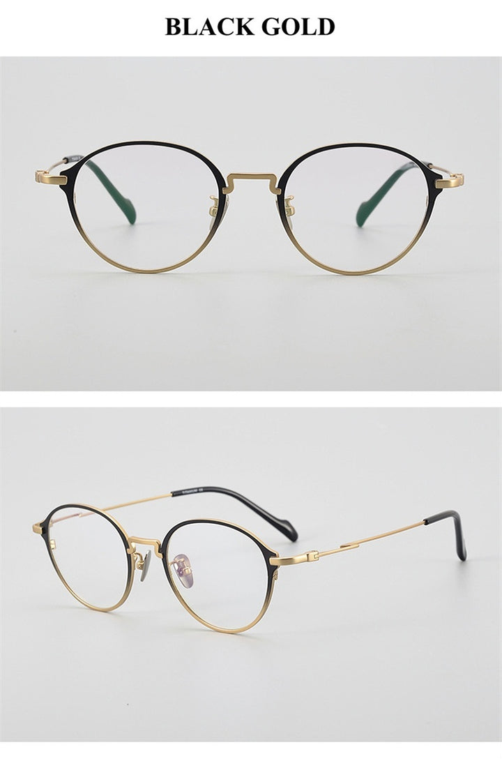 Chashma Ochki Unisex Full Rim Round Titanium Eyeglasses 360046.