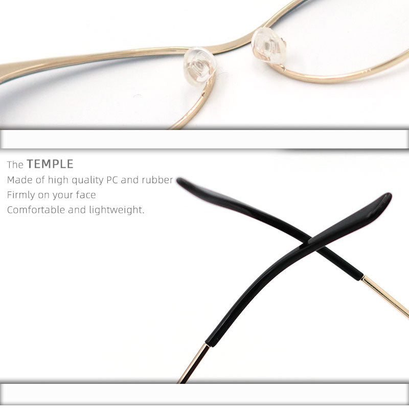 Laoyehui Womens Full Rim Gold Cat Eye Alloy Myopic Reading Glasses Anti-Blue 8077-1 — view 5 | Laoyehui at FuzWeb