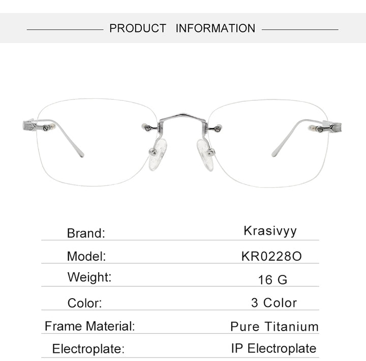 Krasivyy Unisex Rimless Oval Titanium Eyeglasses 2280 — view 3 | Krasivyy at FuzWeb
