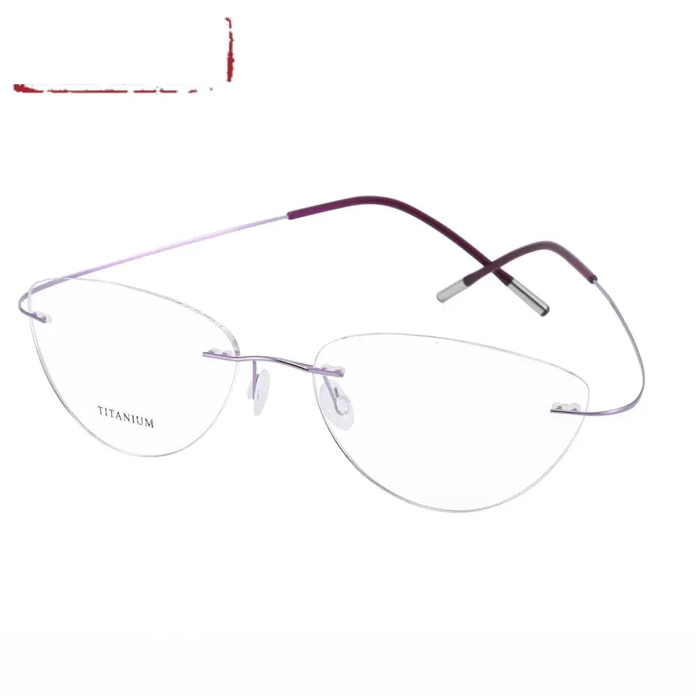 Chashma Ottica Unisex Rimless Cat Eye Titanium Eyeglasses 720003