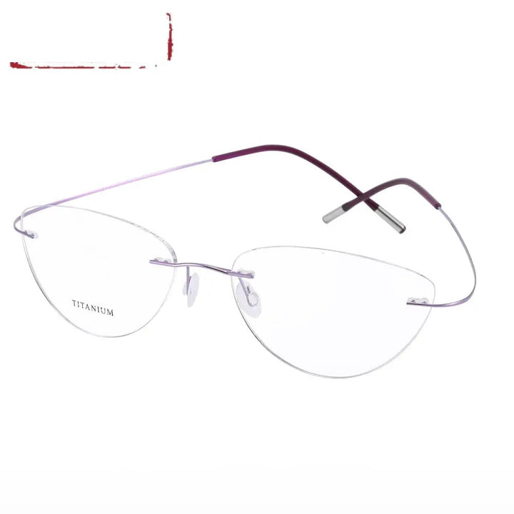 Chashma Ottica Unisex Rimless Cat Eye Titanium Eyeglasses 720003