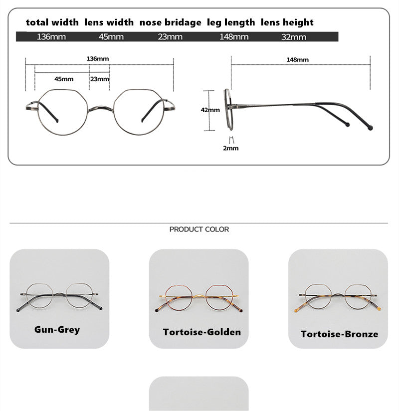 Aimee Unisex Full Rim Flat Top Round Titanium Eyeglasses 88042 — view 2 | Aimee at FuzWeb