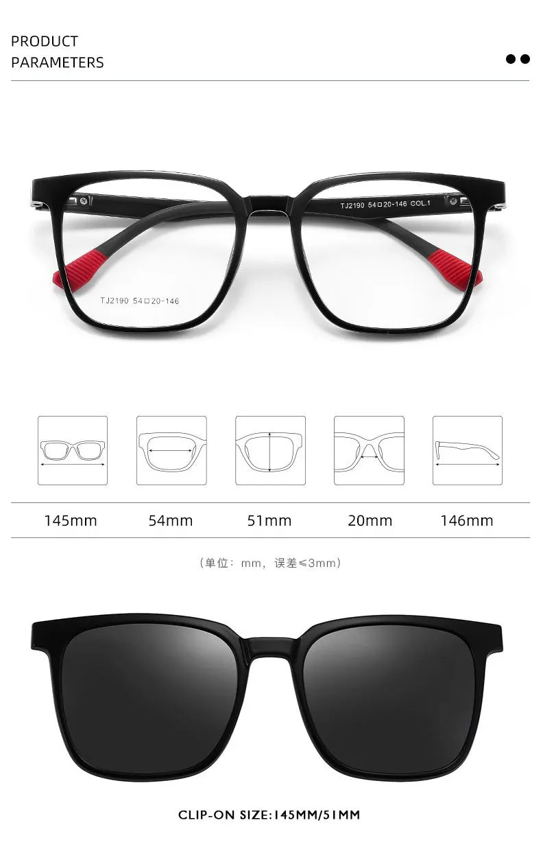 Kansept Unisex Full Rim Square Tr 90 Reading Glasses Clip On Polarized Sunglasses 2190 — view 11 | Kansept at FuzWeb